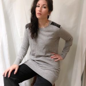 Asos gray Angora sweater dress/tunic w/ leather